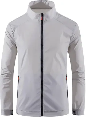 Mens UPF 50  Full Zip Up Sun Protection Jacket Casual Long Sleeve Lightweight UV Shirts for Hot Weather Hiking Fishing