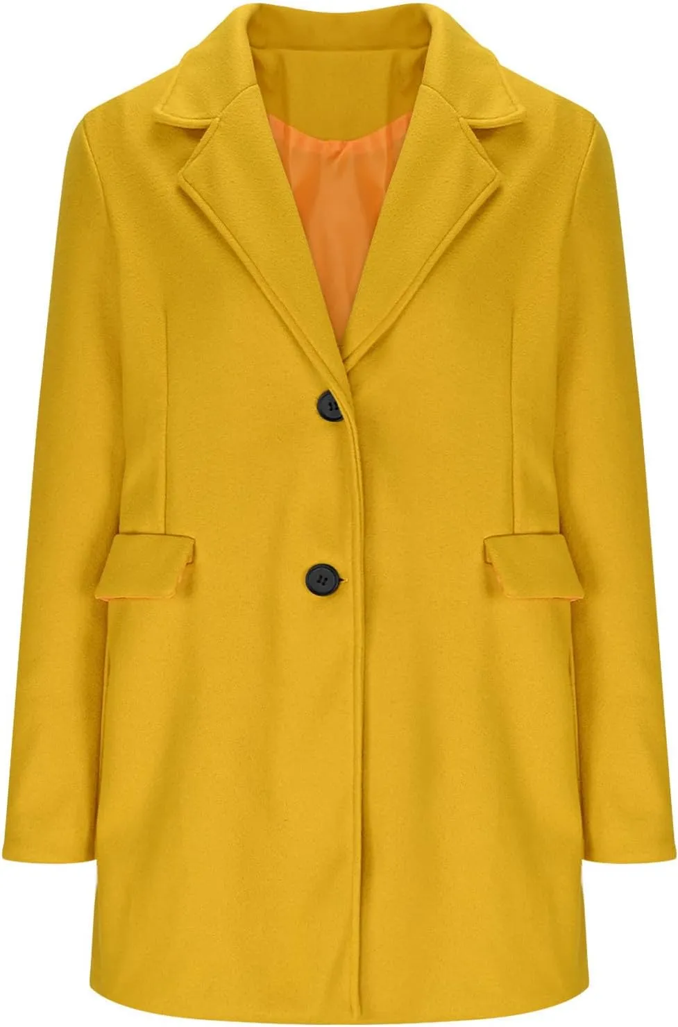Mid Long Pea Coats for Women Winter Notch Lapel Single Breasted Coats Wool Blend Peacoat Thicken Soft Blazer Jacket