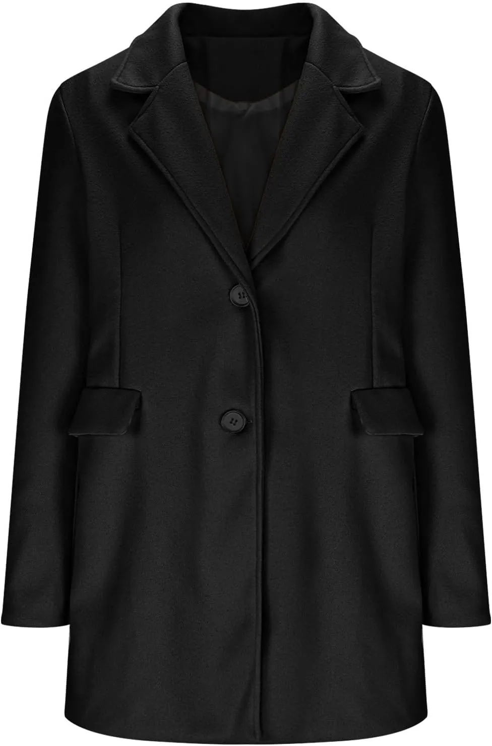 Mid Long Pea Coats for Women Winter Notch Lapel Single Breasted Coats Wool Blend Peacoat Thicken Soft Blazer Jacket