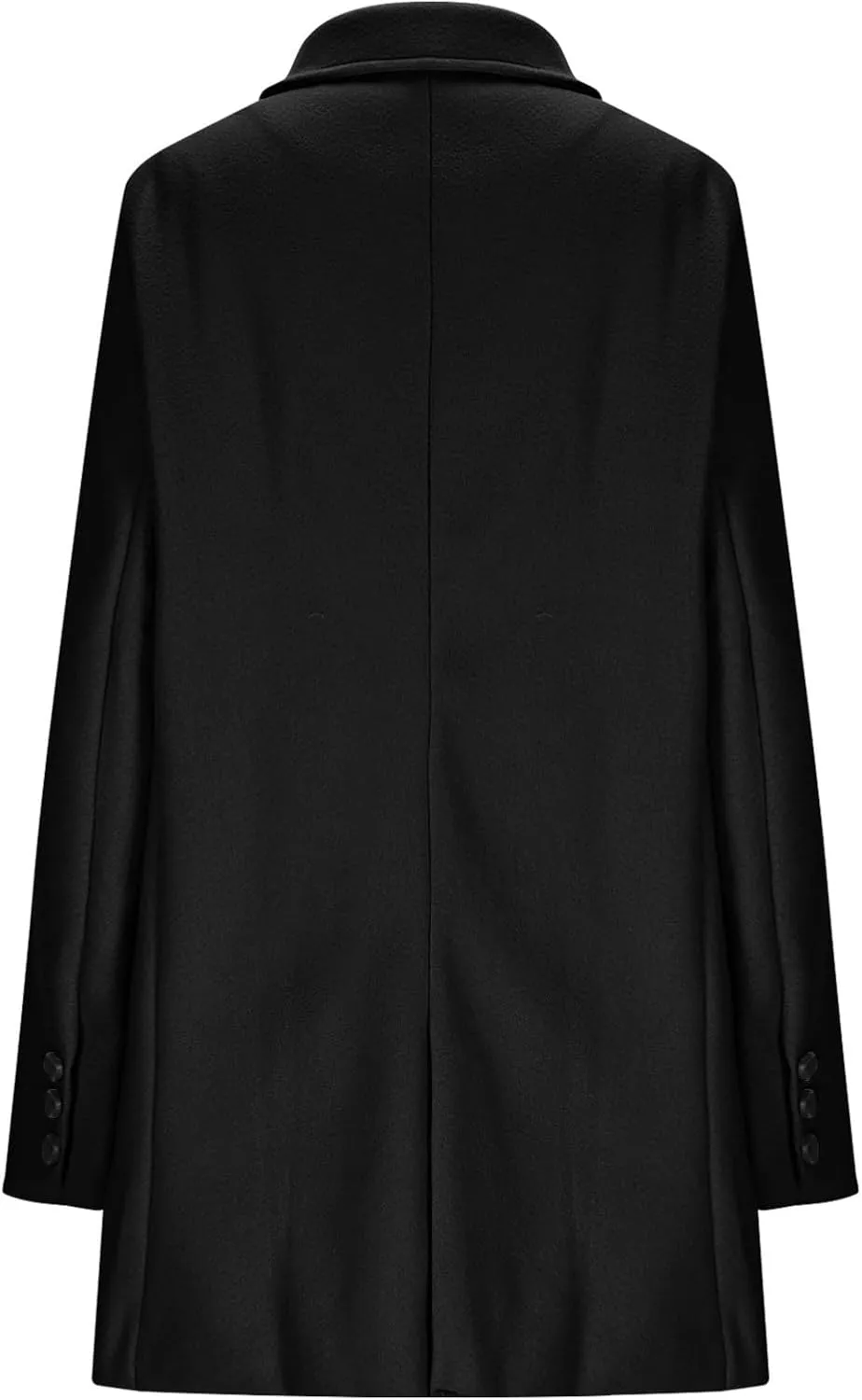 Mid Long Pea Coats for Women Winter Notch Lapel Single Breasted Coats Wool Blend Peacoat Thicken Soft Blazer Jacket