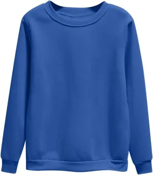 Miyaomn Women's Fleece Lined Sweatshirts Casual Solid Color Crewneck Pullover 2024 Fall Fashion Long Sleeve Warm Sweater Tops