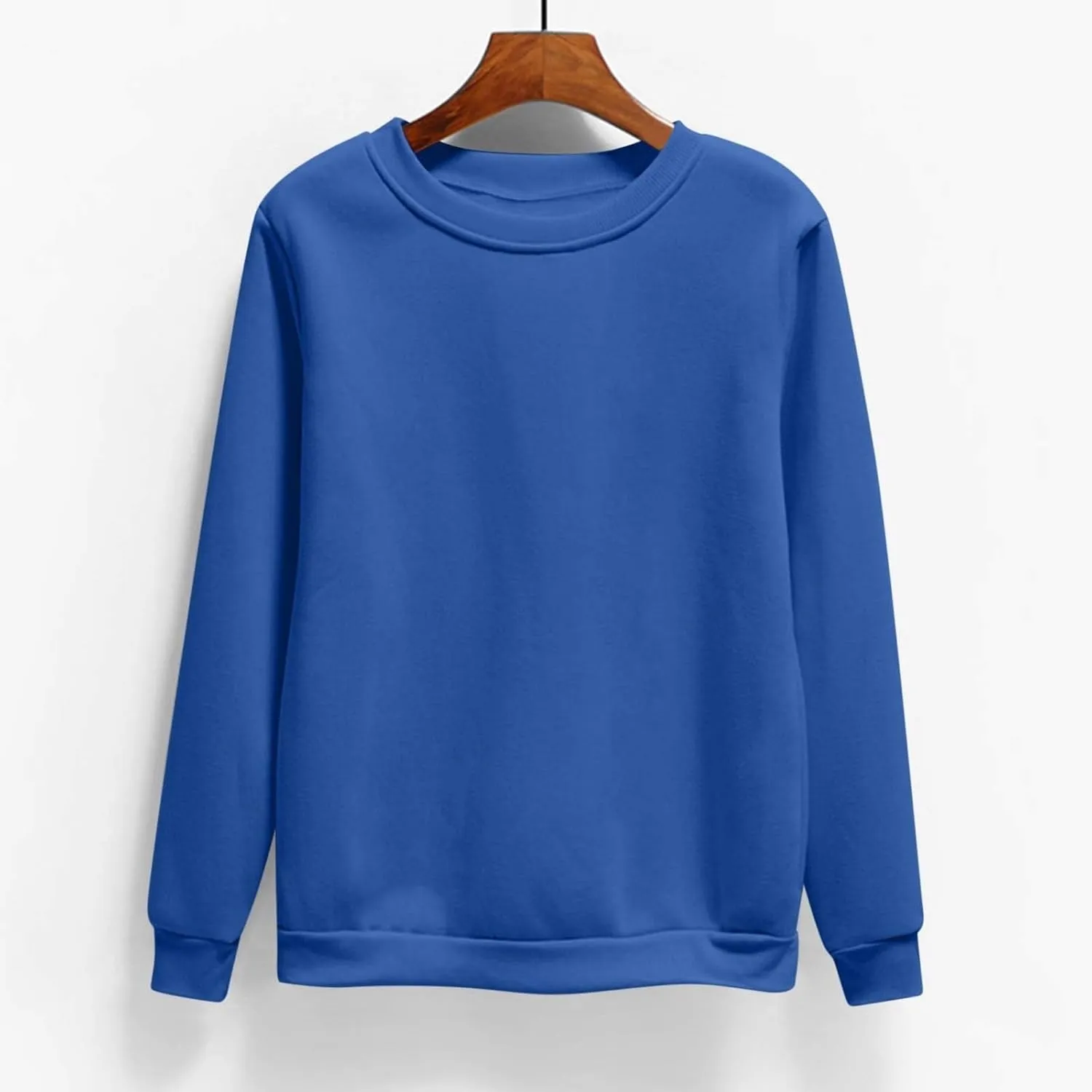 Miyaomn Women's Fleece Lined Sweatshirts Casual Solid Color Crewneck Pullover 2024 Fall Fashion Long Sleeve Warm Sweater Tops