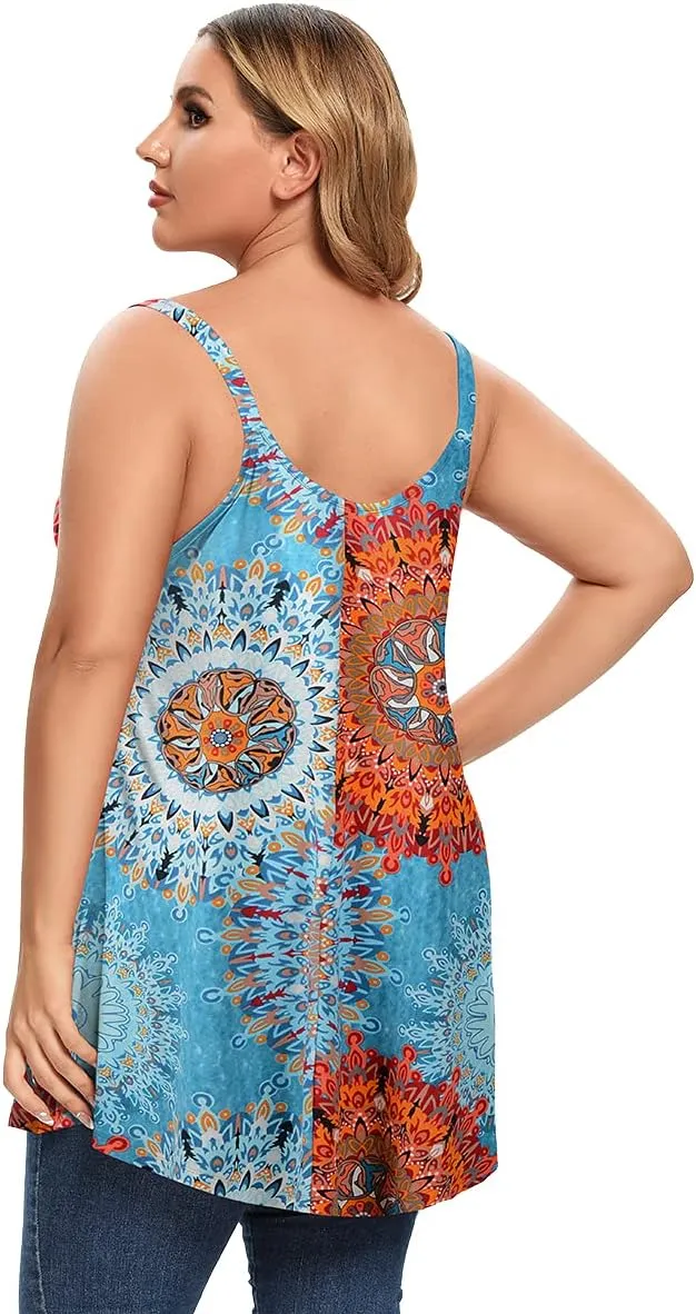 MONNURO Plus Size Camisole V Neck Button Cami Tank Tops Women's Sleeveless T-Shirt Tunics