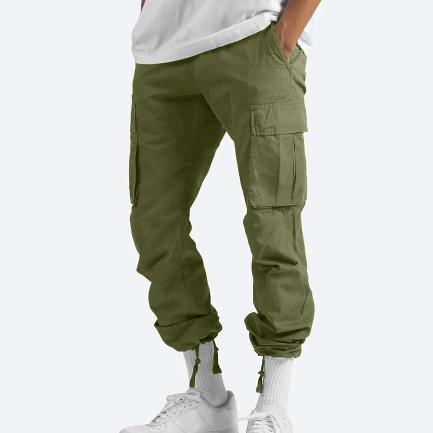 Outdoor Cargo Pants for Men Lightweight Relaxed Fit Tactical Pants Solid Camo Multi Pockets Classic Trousers