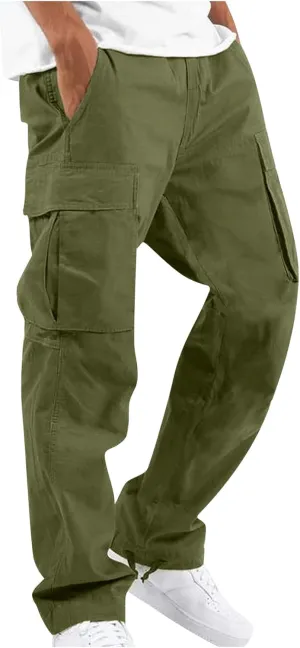 Outdoor Cargo Pants for Men Lightweight Relaxed Fit Tactical Pants Solid Camo Multi Pockets Classic Trousers