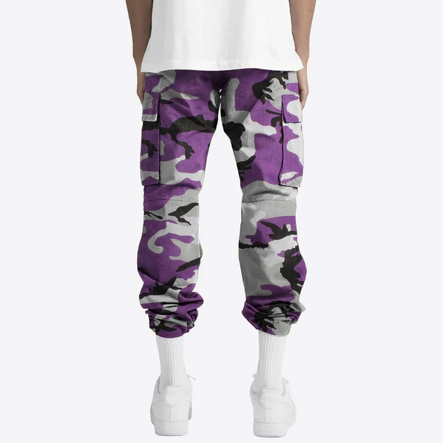 Outdoor Cargo Pants for Men Lightweight Relaxed Fit Tactical Pants Solid Camo Multi Pockets Classic Trousers