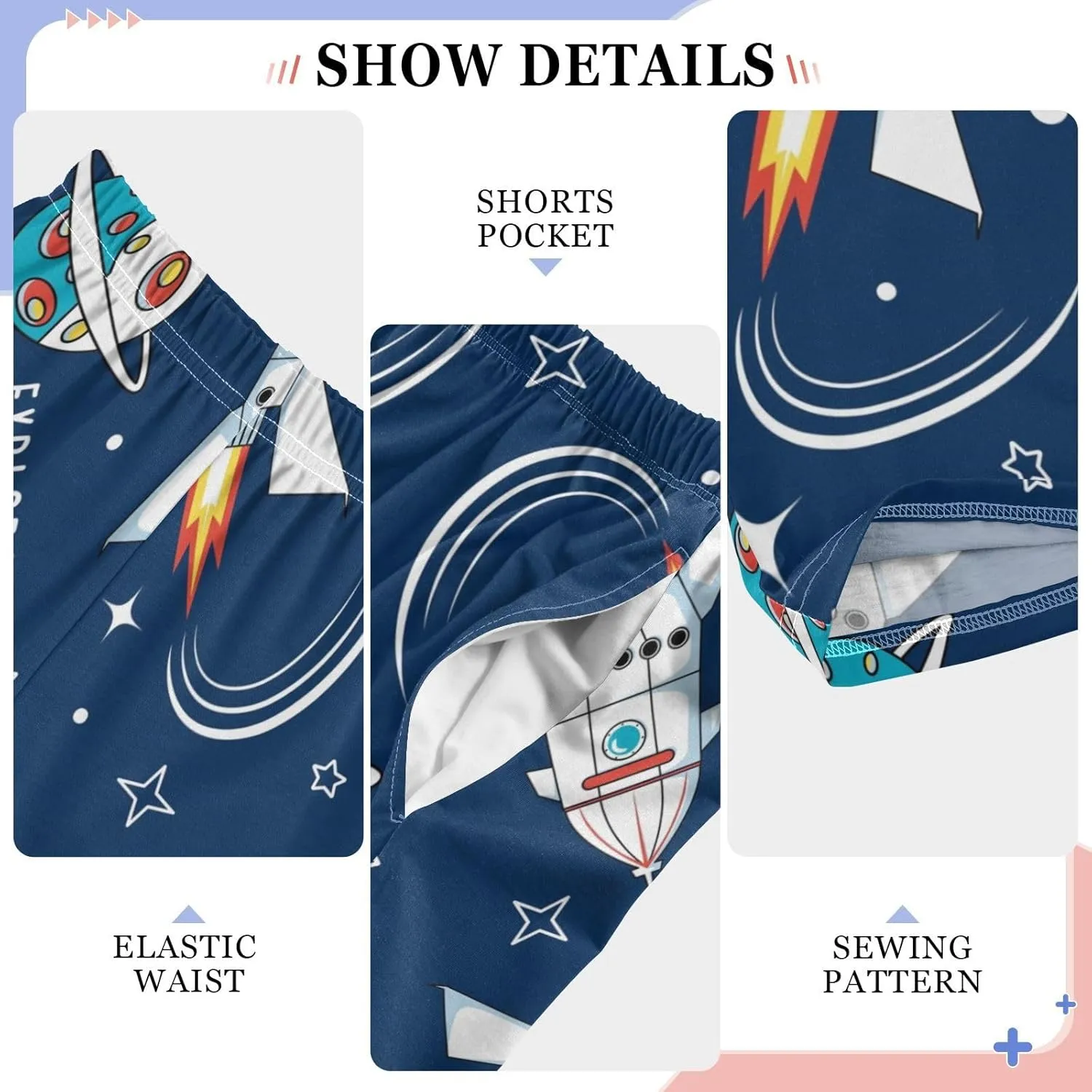 Pigsaly Boys Pajama Bottoms Boys' Pants Cartoon Planets Space Rockets Long Bottoms Stars Universe Jogger Pants S