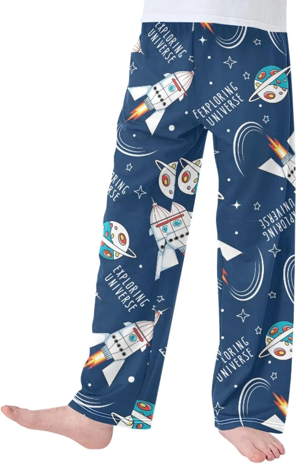 Pigsaly Boys Pajama Bottoms Boys' Pants Cartoon Planets Space Rockets Long Bottoms Stars Universe Jogger Pants S