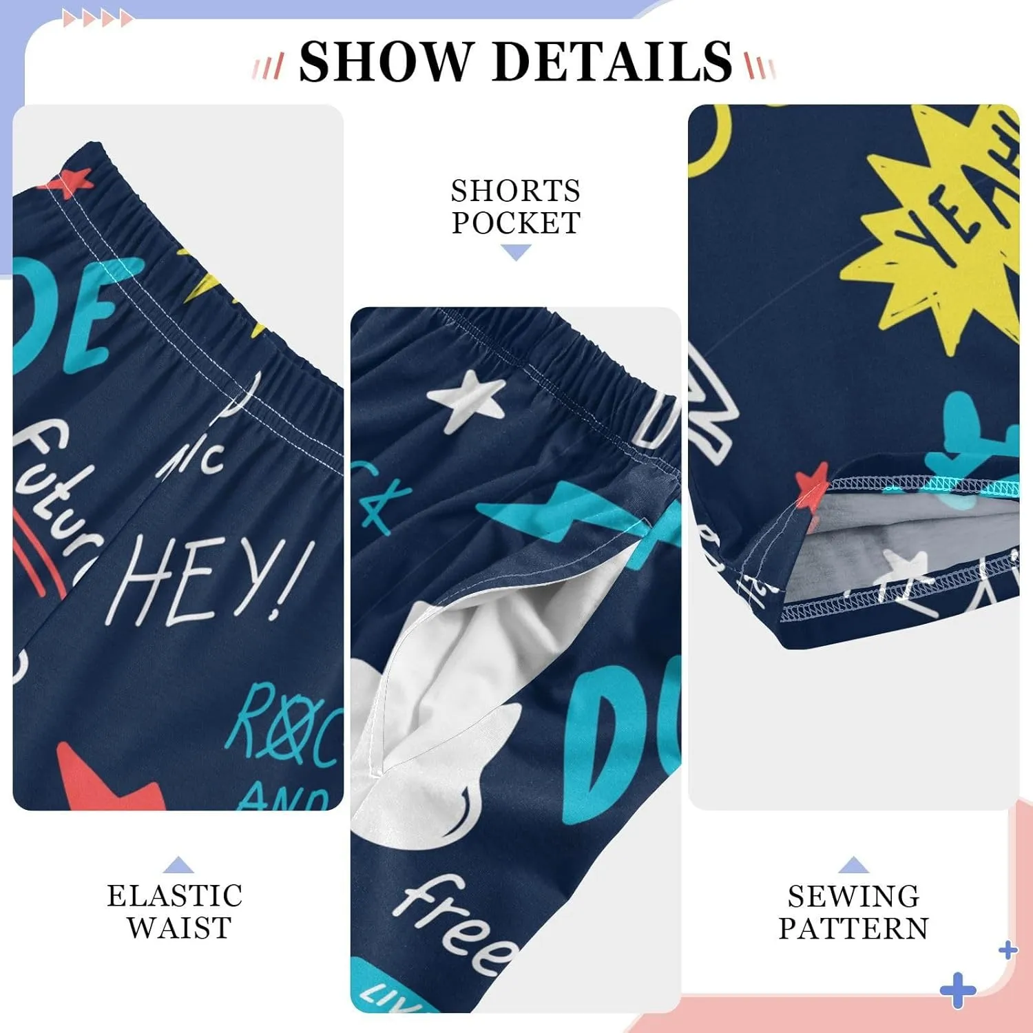 Pigsaly Boys Pajama Bottoms Boys' Pants Colorful Roll Rock Star Long Bottoms Electric Guitar Lighting Jogger Pants S