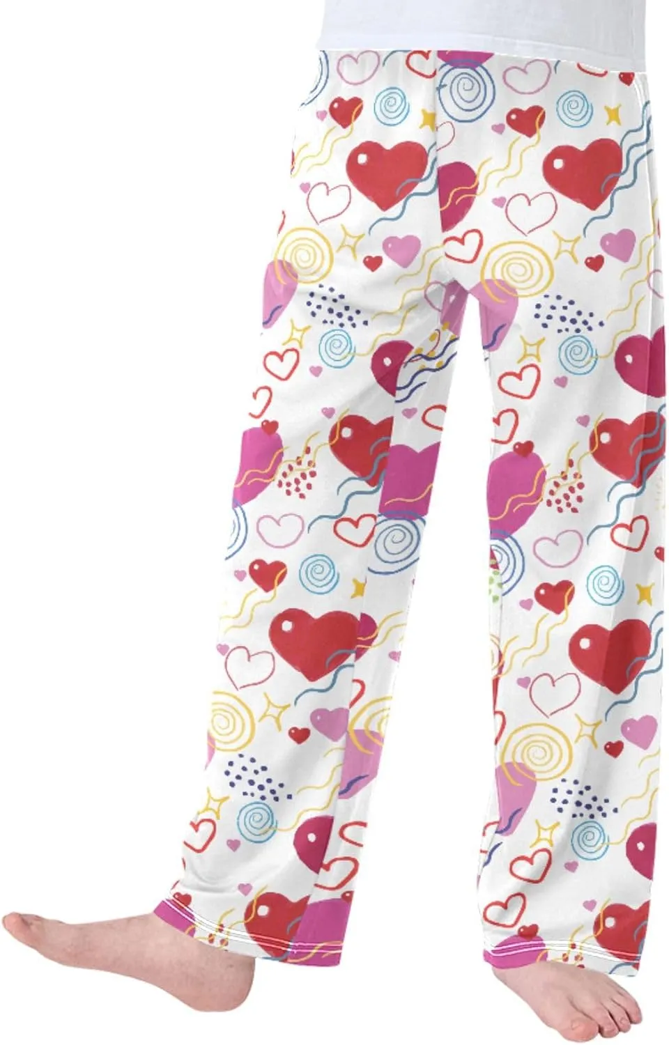 Pigsaly Boys Pajama Bottoms Boys' Pants Cute Valentine Day Hearts Long Bottoms Stars Lines Dots Lovely Jogger Pants S