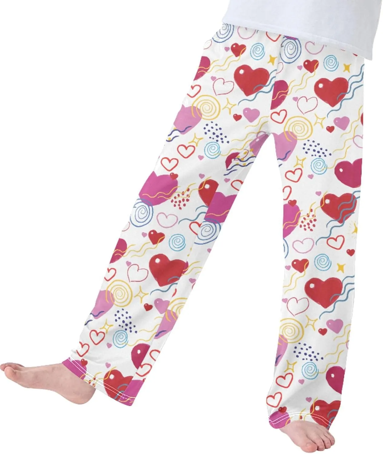 Pigsaly Boys Pajama Bottoms Boys' Pants Cute Valentine Day Hearts Long Bottoms Stars Lines Dots Lovely Jogger Pants S