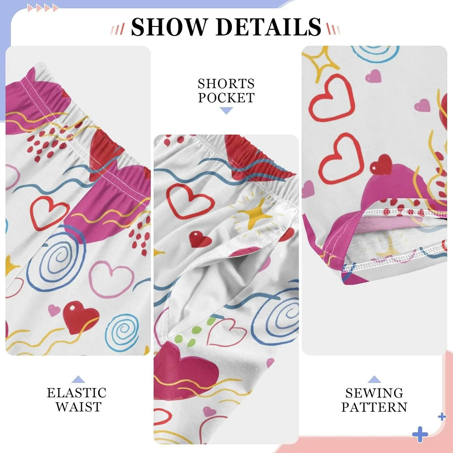 Pigsaly Boys Pajama Bottoms Boys' Pants Cute Valentine Day Hearts Long Bottoms Stars Lines Dots Lovely Jogger Pants S