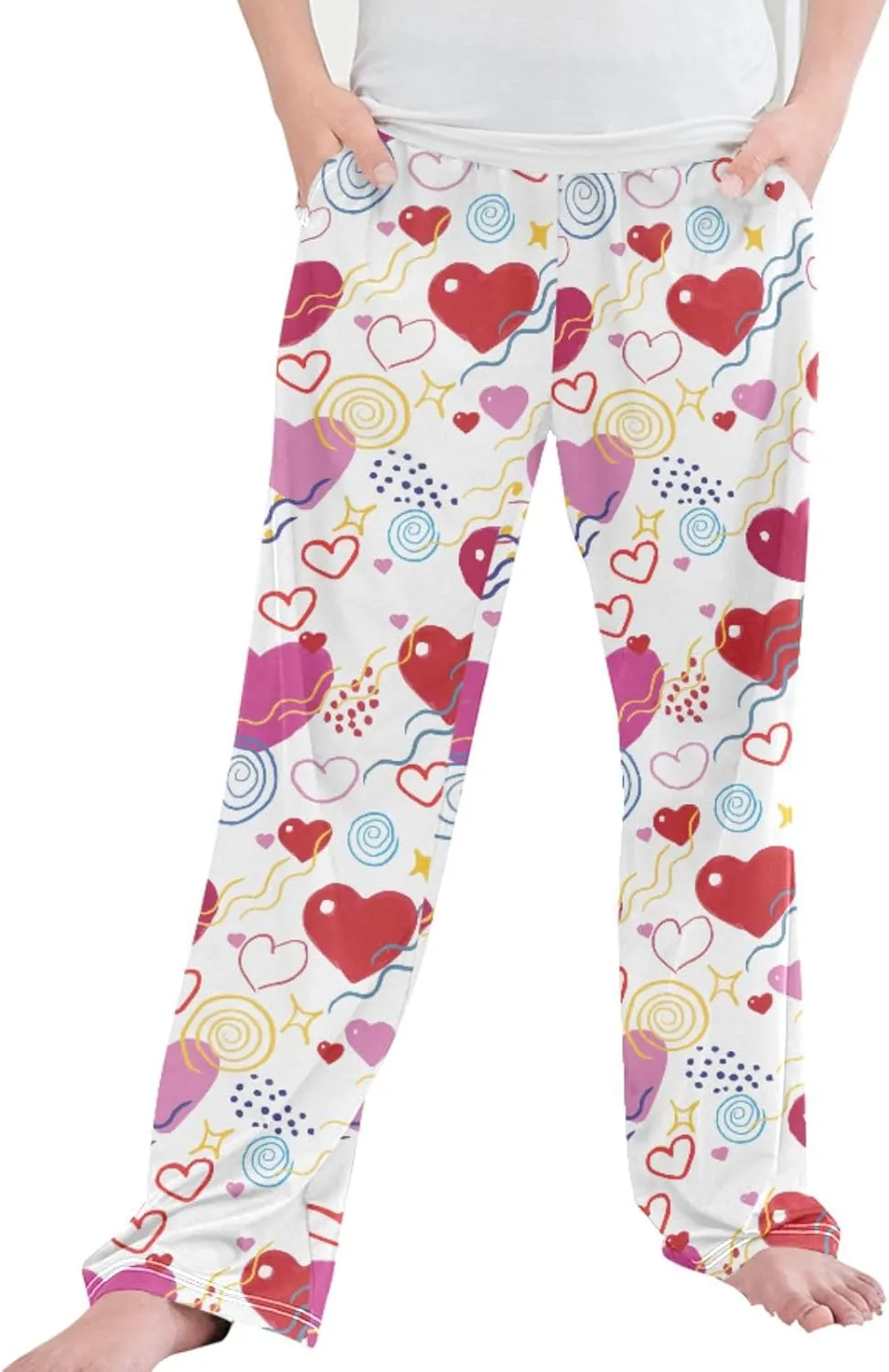 Pigsaly Boys Pajama Bottoms Boys' Pants Cute Valentine Day Hearts Long Bottoms Stars Lines Dots Lovely Jogger Pants S