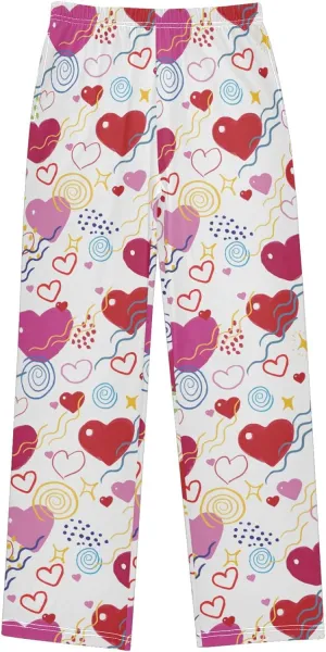 Pigsaly Boys Pajama Bottoms Boys' Pants Cute Valentine Day Hearts Long Bottoms Stars Lines Dots Lovely Jogger Pants S