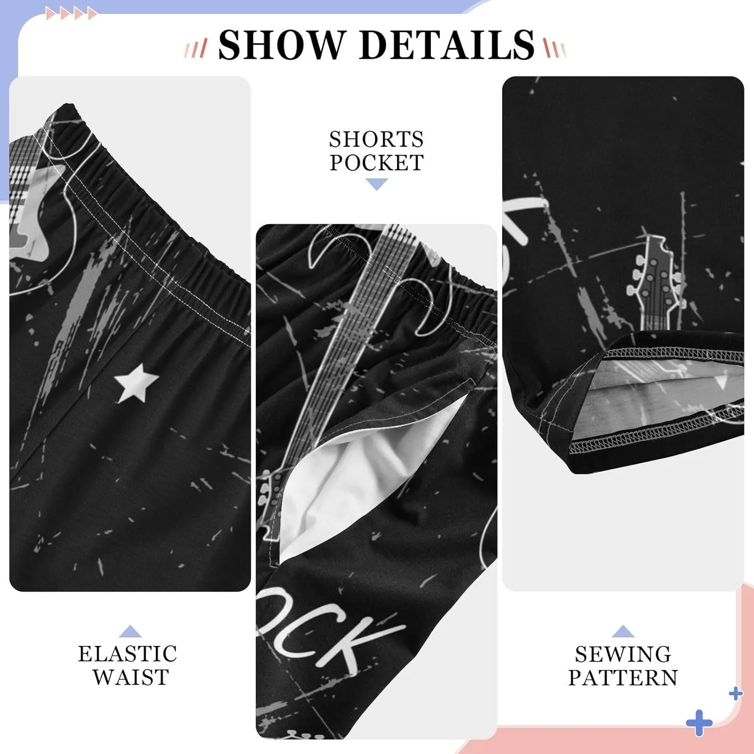Pigsaly Boys Pajama Bottoms Boys' Pants Grunge Rock Musical Guitar Long Bottoms Vintage Stars Instruments Jogger Pants S