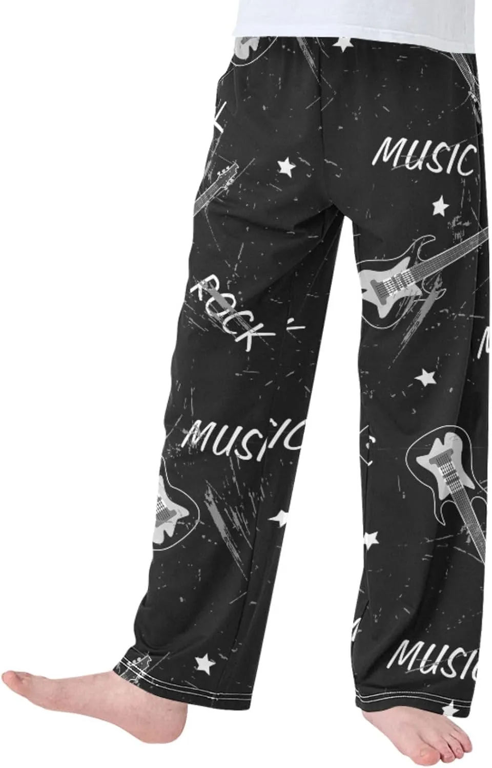 Pigsaly Boys Pajama Bottoms Boys' Pants Grunge Rock Musical Guitar Long Bottoms Vintage Stars Instruments Jogger Pants S