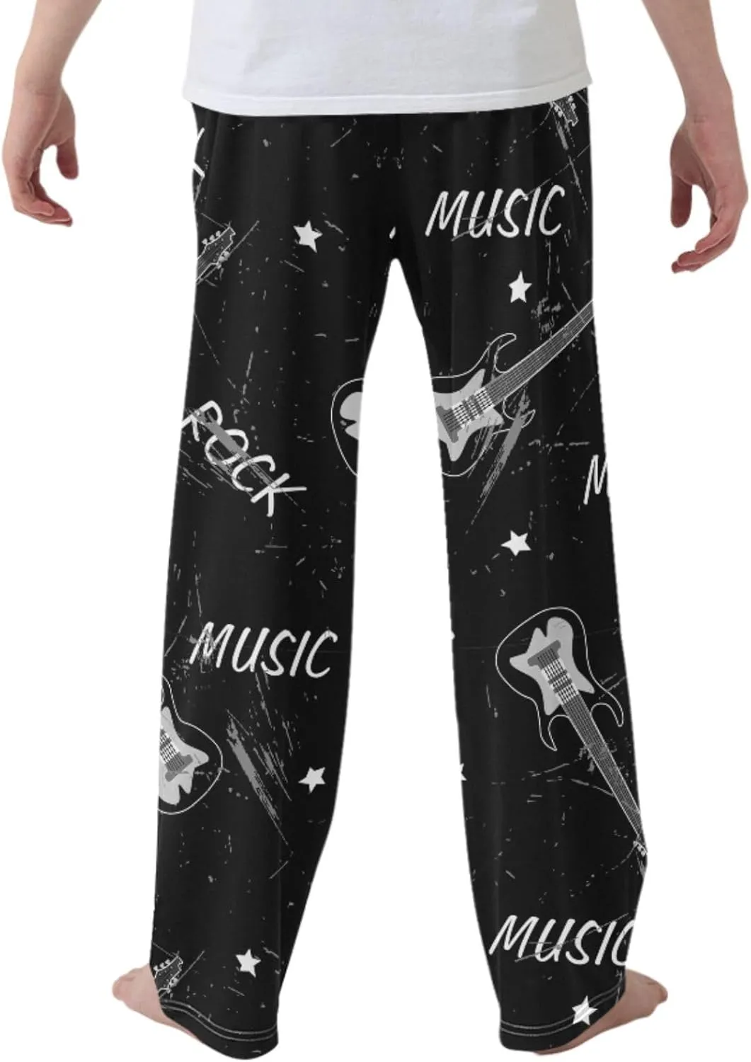 Pigsaly Boys Pajama Bottoms Boys' Pants Grunge Rock Musical Guitar Long Bottoms Vintage Stars Instruments Jogger Pants S