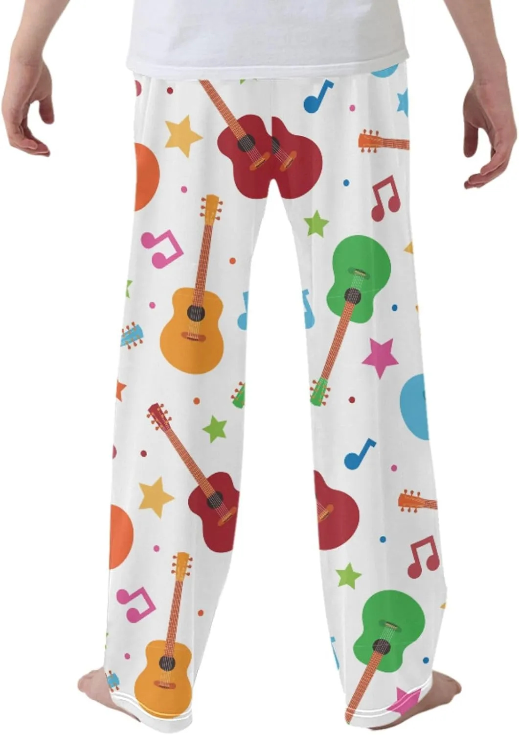 Pigsaly Boys Pajama Bottoms Boys' Pants Rock Music Colorful Guitar Long Bottoms Polka Dots Notes Stars Jogger Pants S