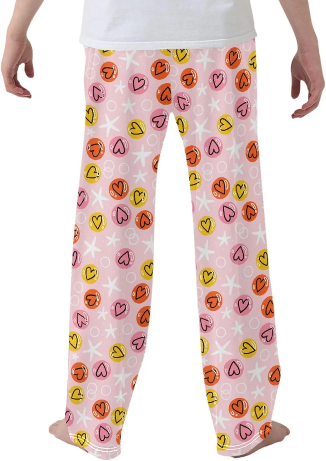 Pigsaly Boys Pajama Bottoms Boys' Pants Stars Pink Love Valentine Long Bottoms Colorful Candy Hearts Jogger Pants S