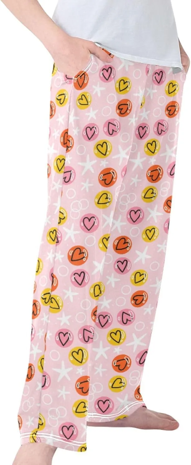 Pigsaly Boys Pajama Bottoms Boys' Pants Stars Pink Love Valentine Long Bottoms Colorful Candy Hearts Jogger Pants S