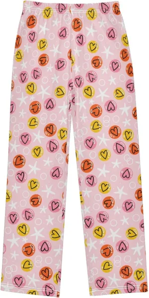 Pigsaly Boys Pajama Bottoms Boys' Pants Stars Pink Love Valentine Long Bottoms Colorful Candy Hearts Jogger Pants S