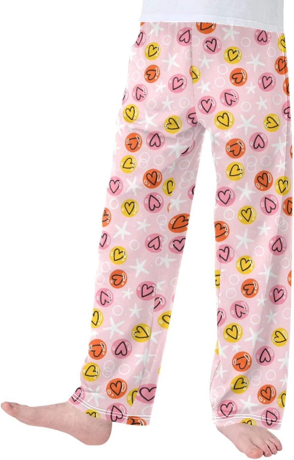Pigsaly Boys Pajama Bottoms Boys' Pants Stars Pink Love Valentine Long Bottoms Colorful Candy Hearts Jogger Pants S