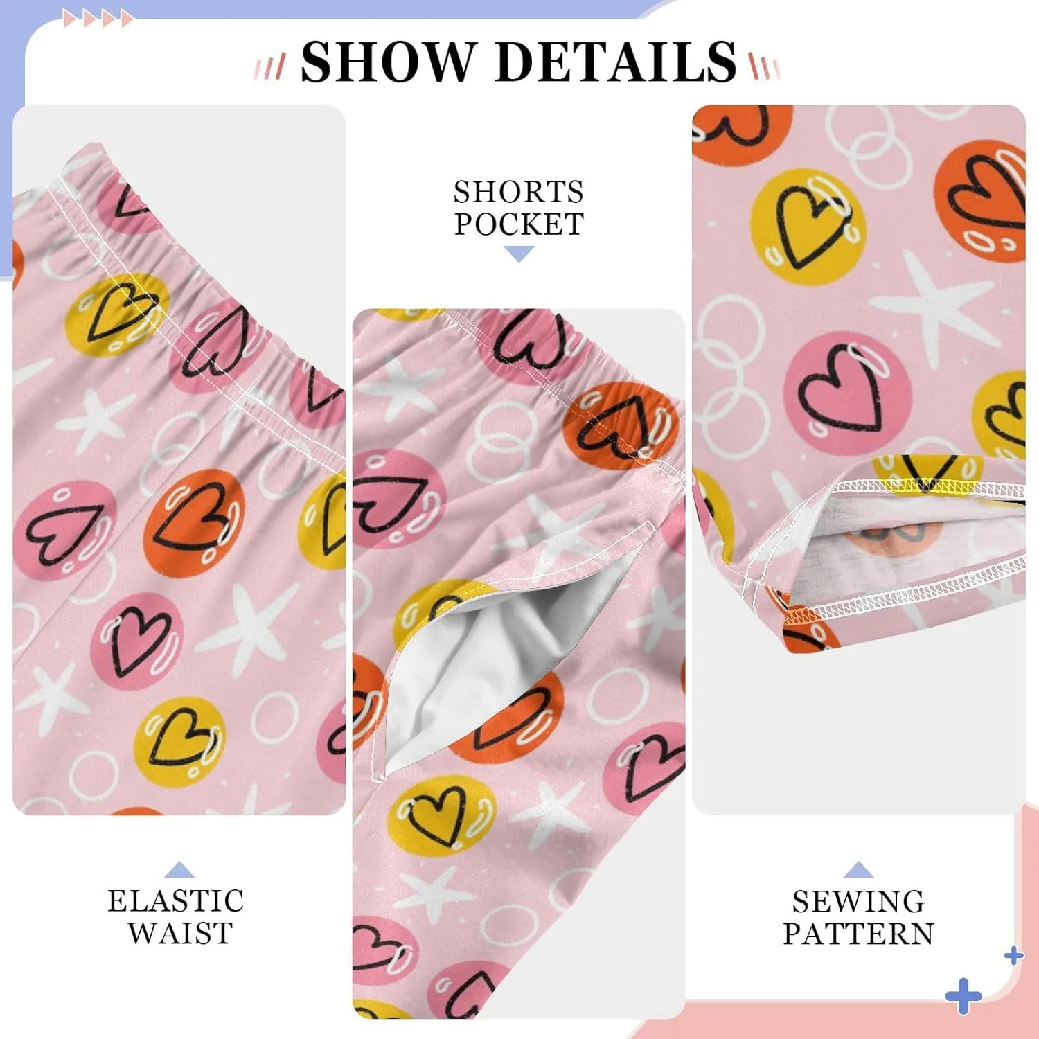 Pigsaly Boys Pajama Bottoms Boys' Pants Stars Pink Love Valentine Long Bottoms Colorful Candy Hearts Jogger Pants S