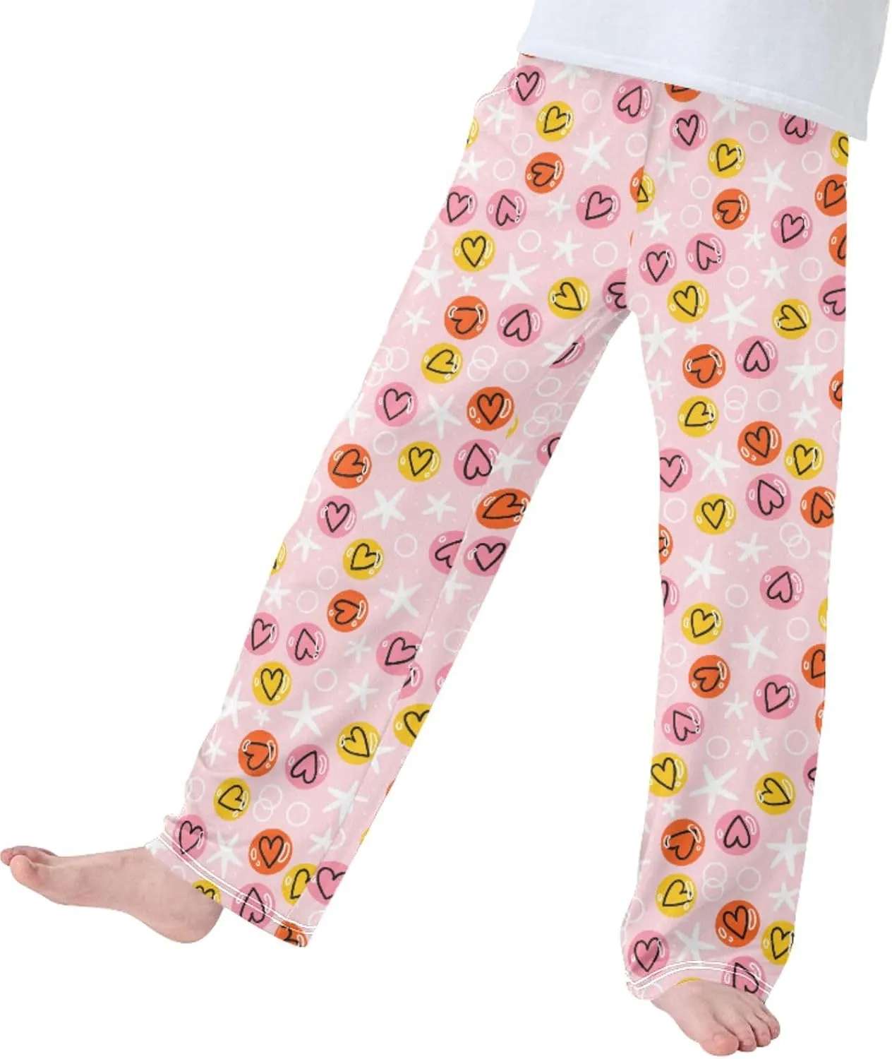 Pigsaly Boys Pajama Bottoms Boys' Pants Stars Pink Love Valentine Long Bottoms Colorful Candy Hearts Jogger Pants S