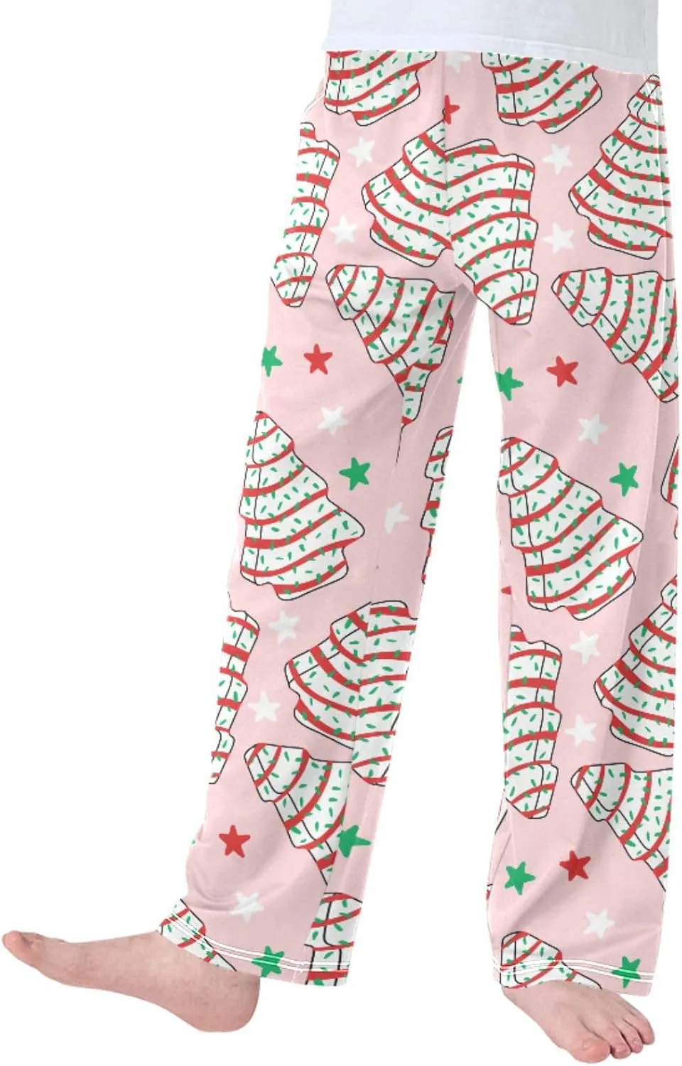 Pigsaly Boys Pajama Bottoms Boys' Pants White Cookies Christmas Tree Long Bottoms Pink Green Red Stars Jogger Pants S