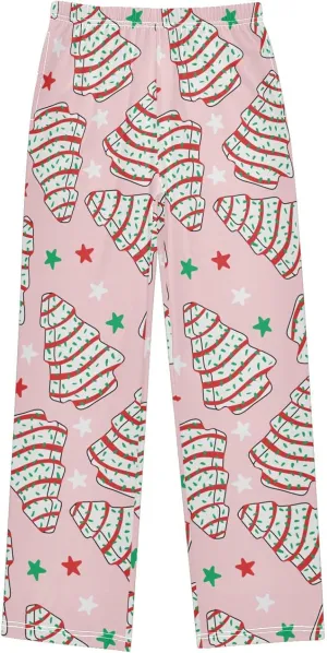 Pigsaly Boys Pajama Bottoms Boys' Pants White Cookies Christmas Tree Long Bottoms Pink Green Red Stars Jogger Pants S