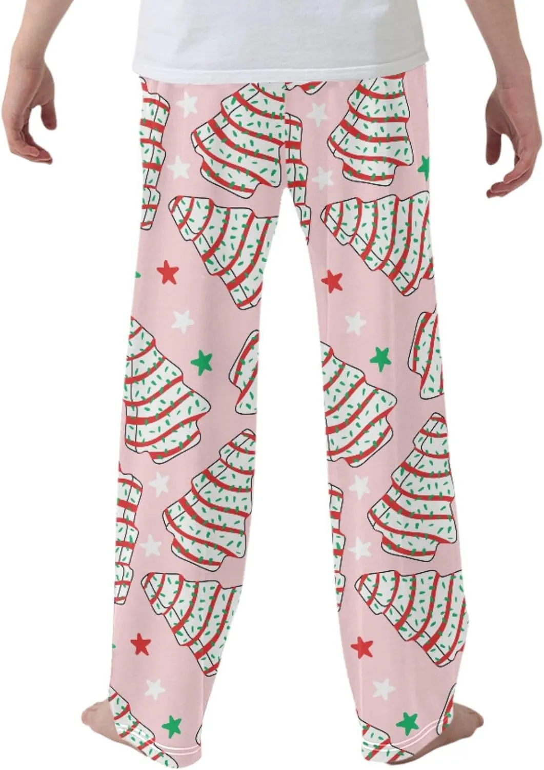 Pigsaly Boys Pajama Bottoms Boys' Pants White Cookies Christmas Tree Long Bottoms Pink Green Red Stars Jogger Pants S