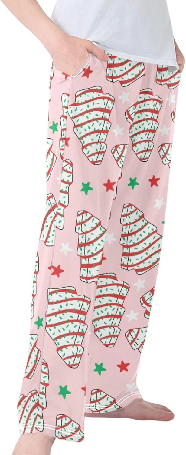 Pigsaly Boys Pajama Bottoms Boys' Pants White Cookies Christmas Tree Long Bottoms Pink Green Red Stars Jogger Pants S