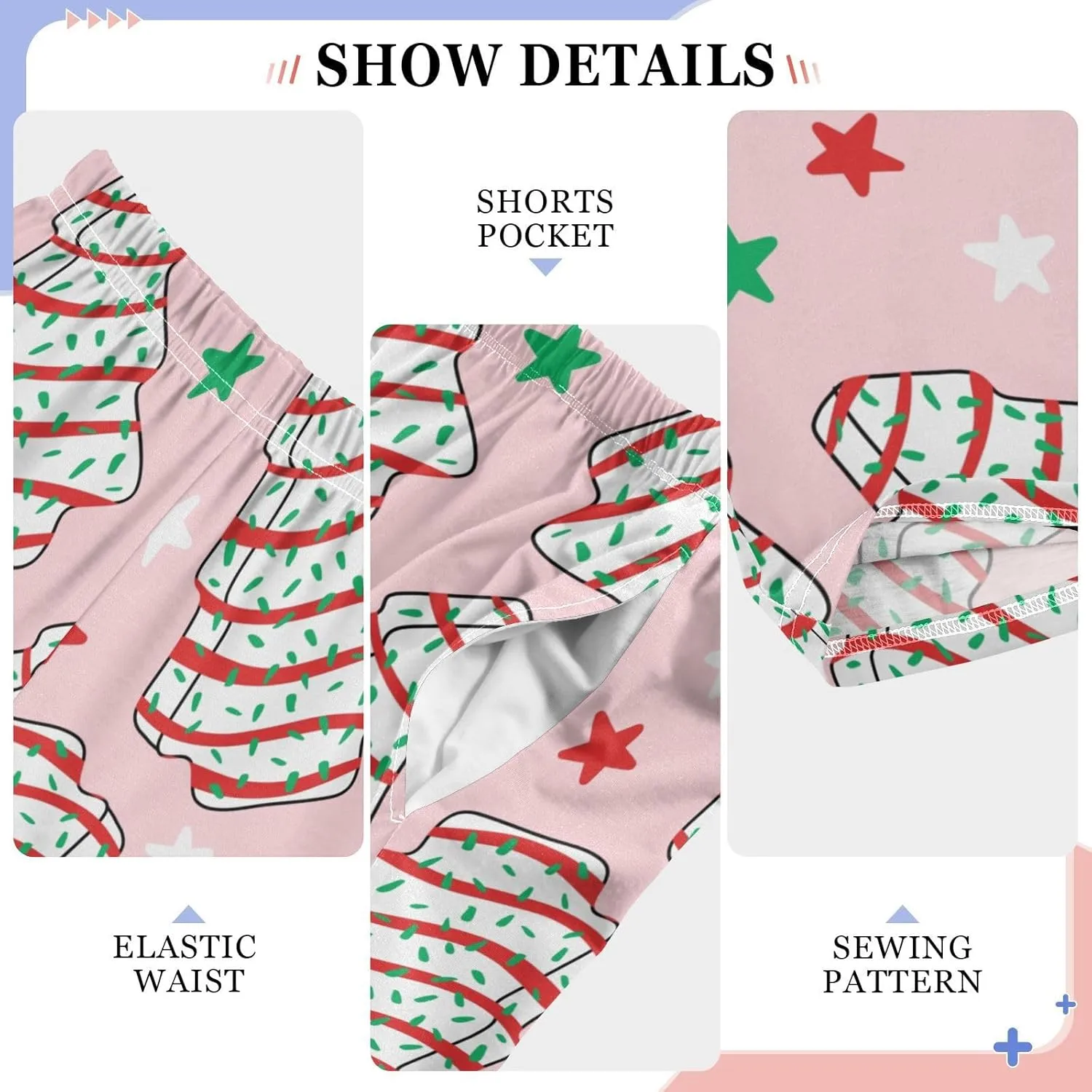 Pigsaly Boys Pajama Bottoms Boys' Pants White Cookies Christmas Tree Long Bottoms Pink Green Red Stars Jogger Pants S
