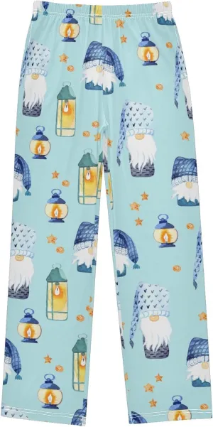 Pigsaly Boys' Pajama Bottoms Cartoon Christmas Gnomes Long Bottoms Winter Tale Star Jogger Pants Elastic Waist Trousers S