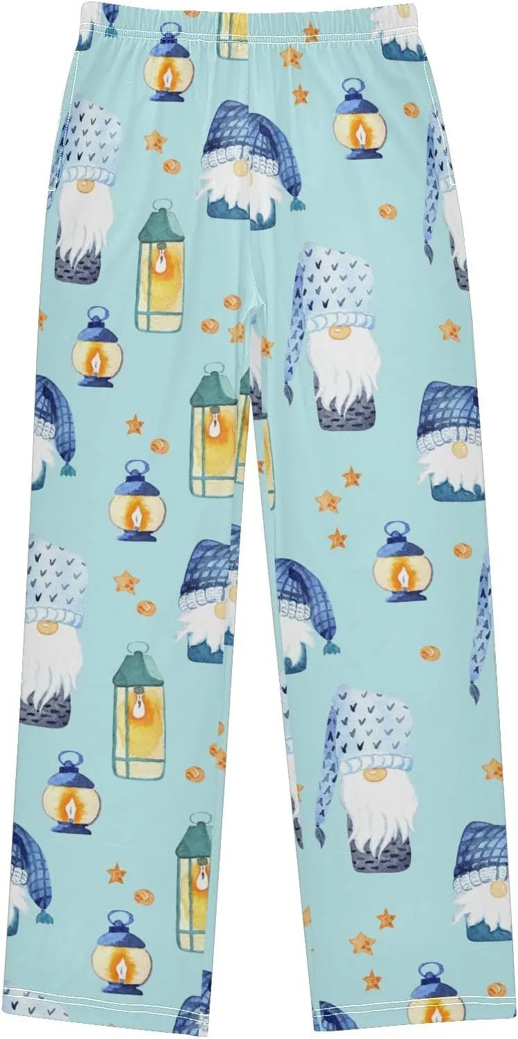 Pigsaly Boys' Pajama Bottoms Cartoon Christmas Gnomes Long Bottoms Winter Tale Star Jogger Pants Elastic Waist Trousers S