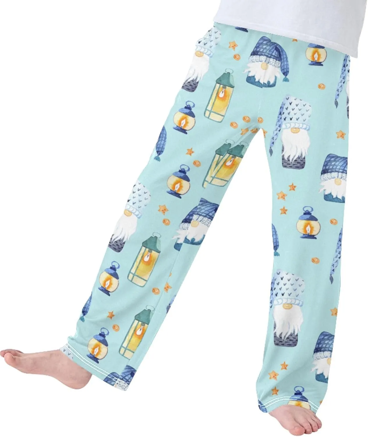 Pigsaly Boys' Pajama Bottoms Cartoon Christmas Gnomes Long Bottoms Winter Tale Star Jogger Pants Elastic Waist Trousers S