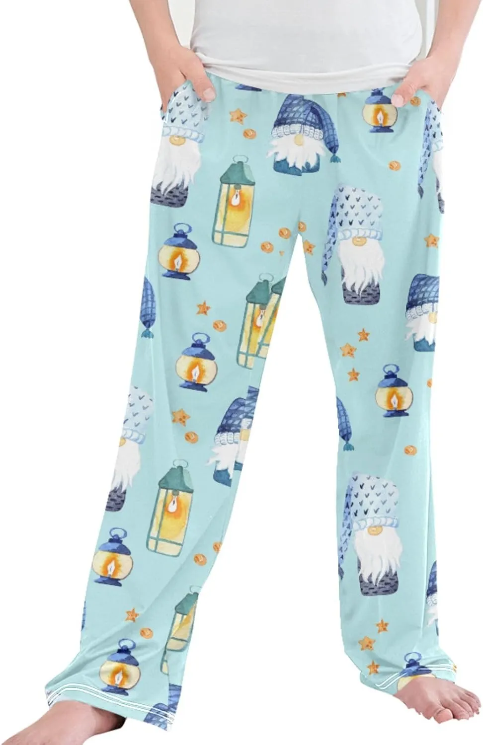 Pigsaly Boys' Pajama Bottoms Cartoon Christmas Gnomes Long Bottoms Winter Tale Star Jogger Pants Elastic Waist Trousers S