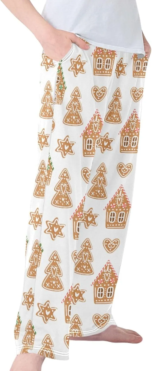 Pigsaly Boys' Pajama Bottoms Christmas Gingerbread Houses Long Bottoms Xmas Tree Cakes Stars Jogger Pants S