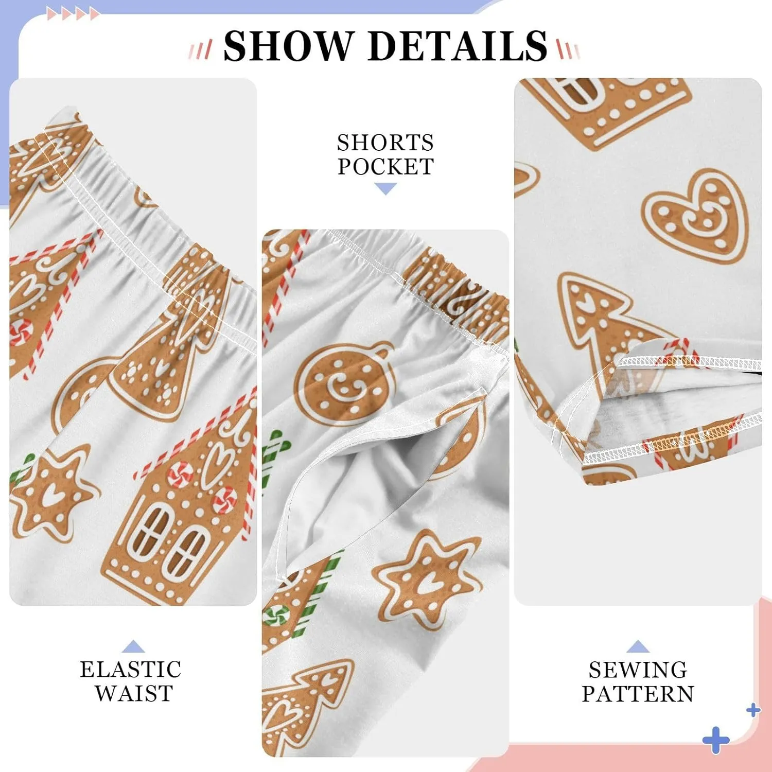 Pigsaly Boys' Pajama Bottoms Christmas Gingerbread Houses Long Bottoms Xmas Tree Cakes Stars Jogger Pants S