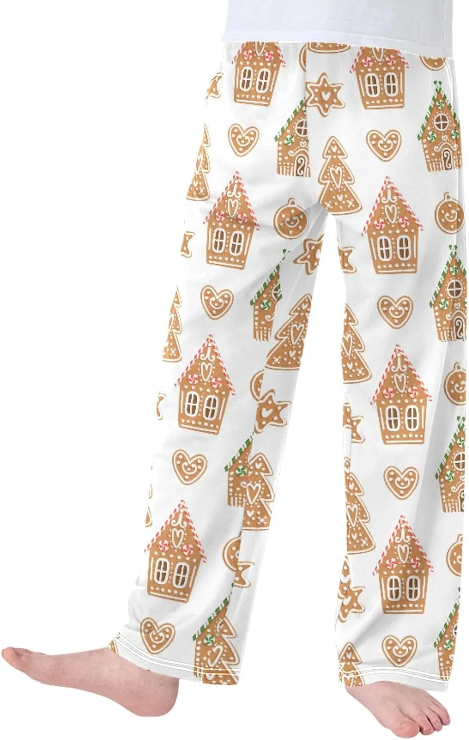 Pigsaly Boys' Pajama Bottoms Christmas Gingerbread Houses Long Bottoms Xmas Tree Cakes Stars Jogger Pants S