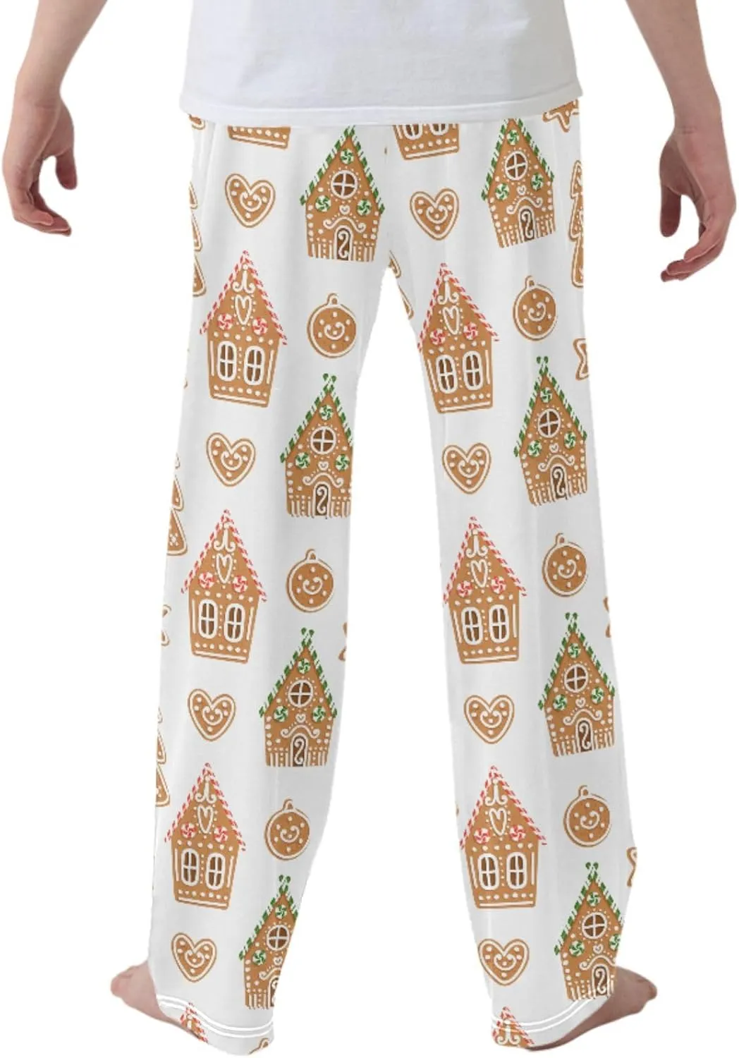 Pigsaly Boys' Pajama Bottoms Christmas Gingerbread Houses Long Bottoms Xmas Tree Cakes Stars Jogger Pants S
