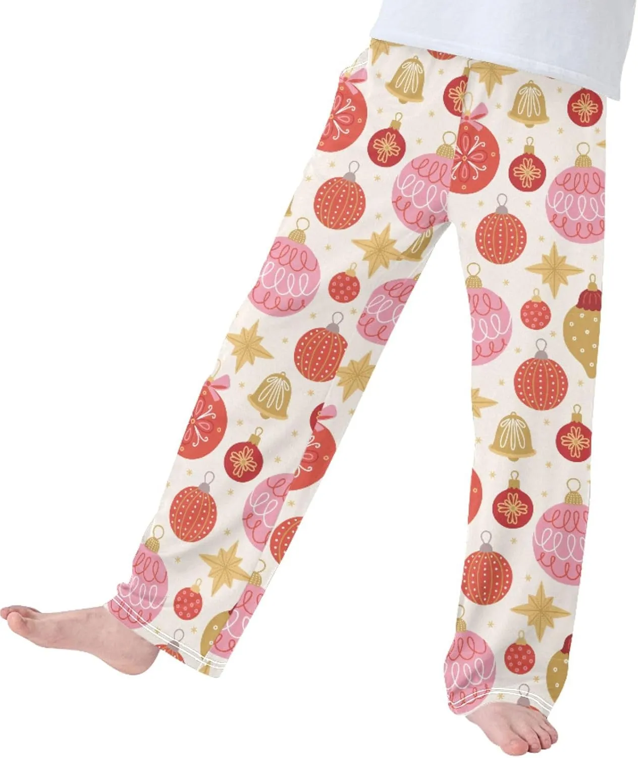 Pigsaly Boys' Pajama Bottoms Christmas Glitter Balls Bells Long Bottoms Winter Snowflakes Stars Jogger Pants S