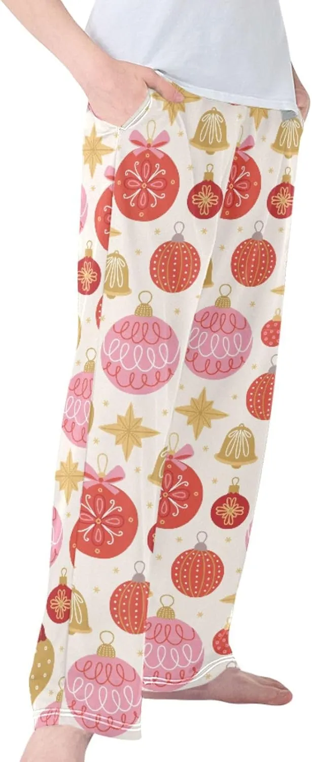 Pigsaly Boys' Pajama Bottoms Christmas Glitter Balls Bells Long Bottoms Winter Snowflakes Stars Jogger Pants S