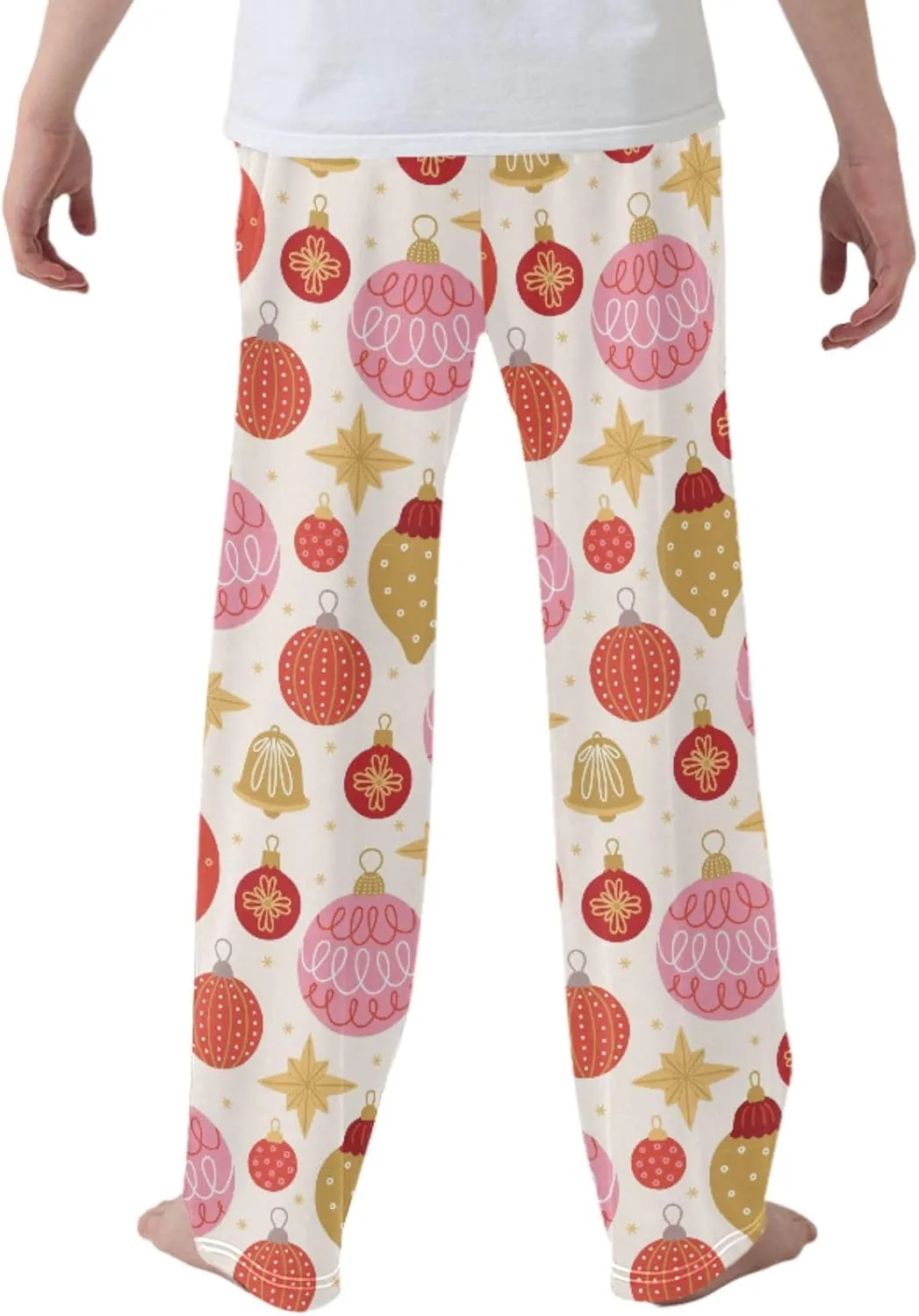 Pigsaly Boys' Pajama Bottoms Christmas Glitter Balls Bells Long Bottoms Winter Snowflakes Stars Jogger Pants S