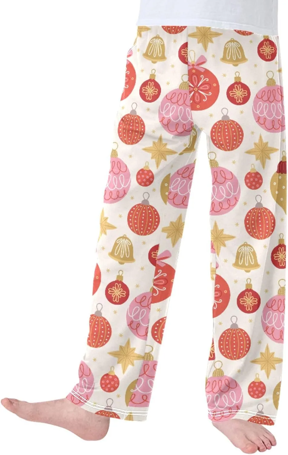 Pigsaly Boys' Pajama Bottoms Christmas Glitter Balls Bells Long Bottoms Winter Snowflakes Stars Jogger Pants S