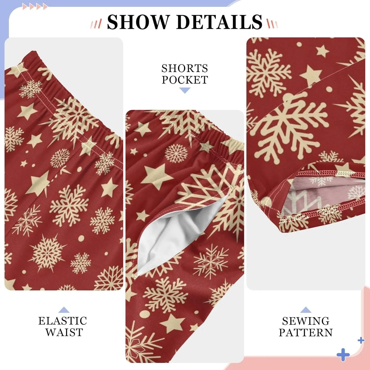 Pigsaly Boys' Pajama Bottoms Christmas Gold Snowflakes Long Bottoms Gold Star Snow Jogger Pants Elastic Waist Trousers S