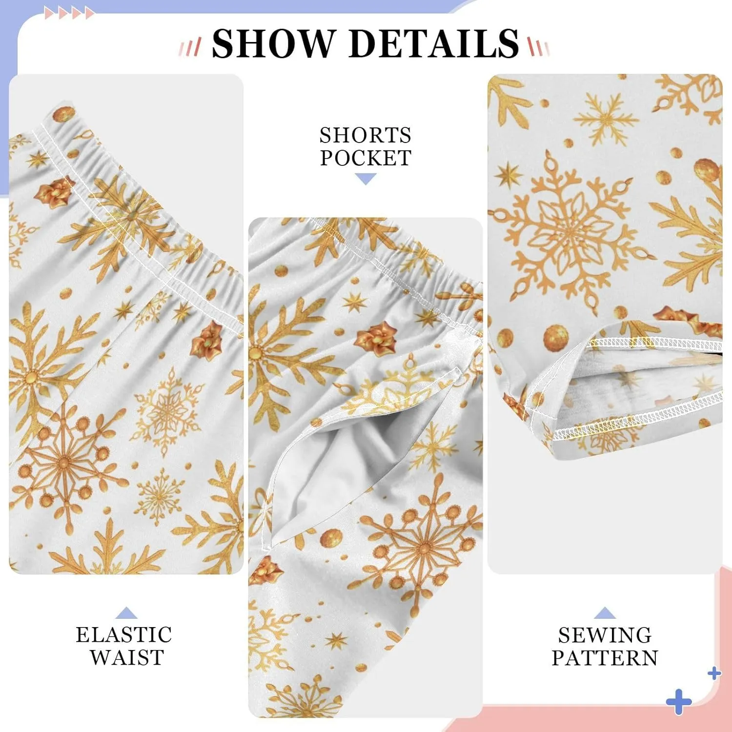 Pigsaly Boys' Pajama Bottoms Christmas Golden Snowflakes Long Bottoms New Year Star Jogger Pants Elastic Waist Trousers S
