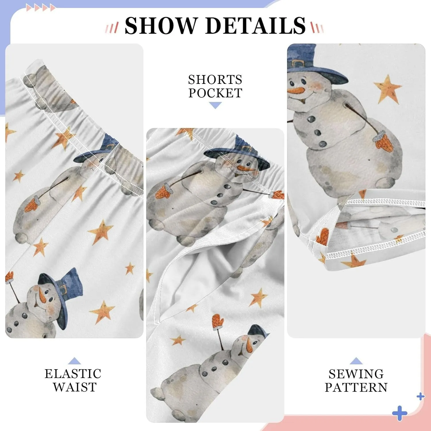 Pigsaly Boys' Pajama Bottoms Christmas Snowman Gold Stars Long Bottoms New Year Jogger Pants Elastic Waist Trousers S