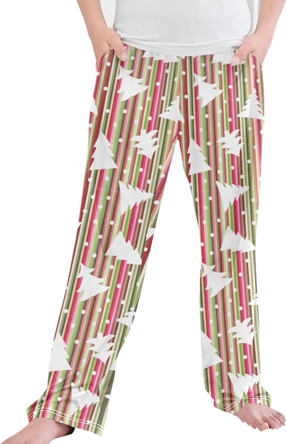 Pigsaly Boys' Pajama Bottoms Christmas Trees Snowballs Long Bottoms Winter Colorful Strip Star Jogger Pants S