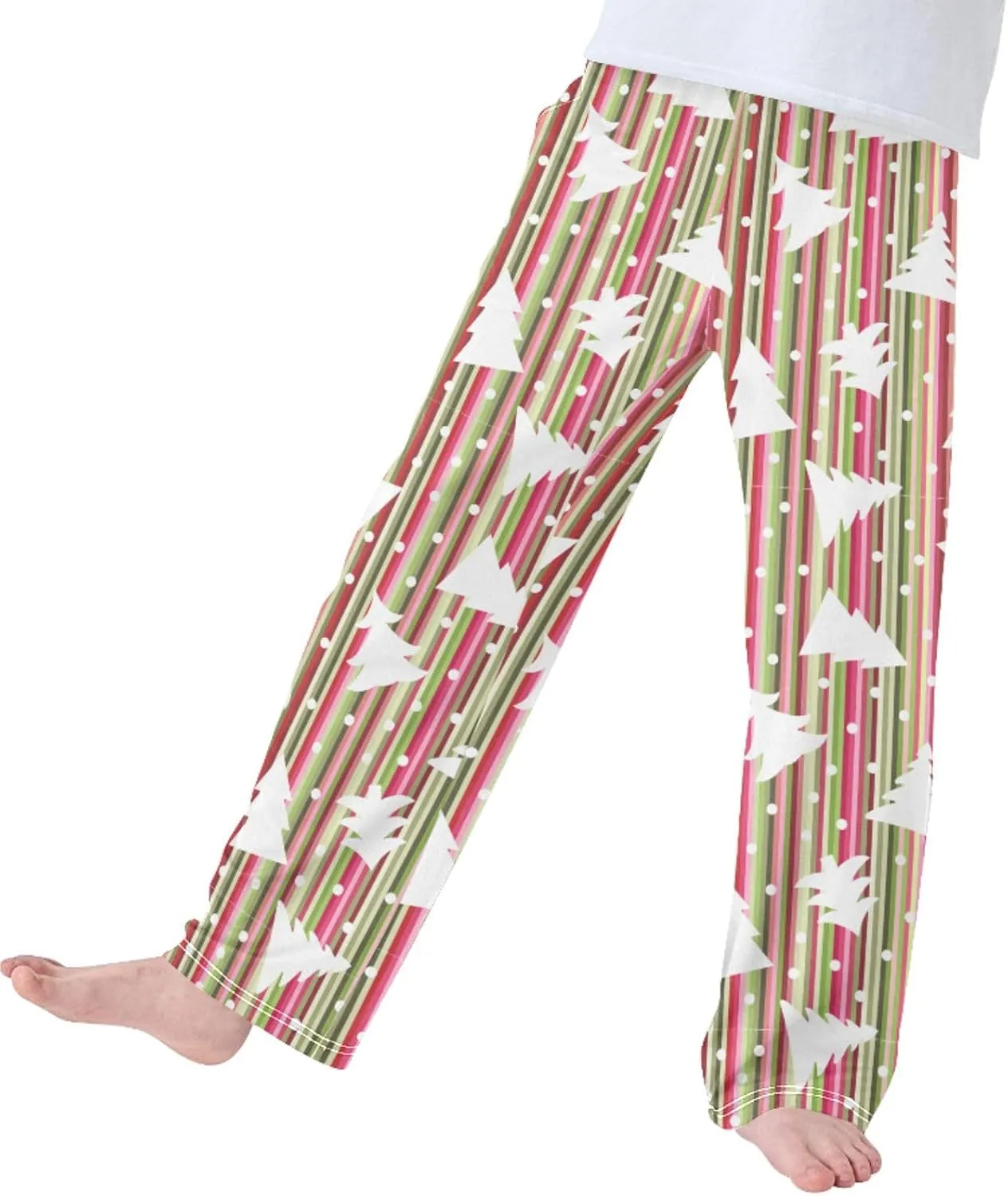 Pigsaly Boys' Pajama Bottoms Christmas Trees Snowballs Long Bottoms Winter Colorful Strip Star Jogger Pants S